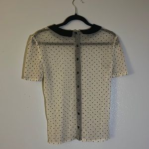 polka dot collared see through shirt